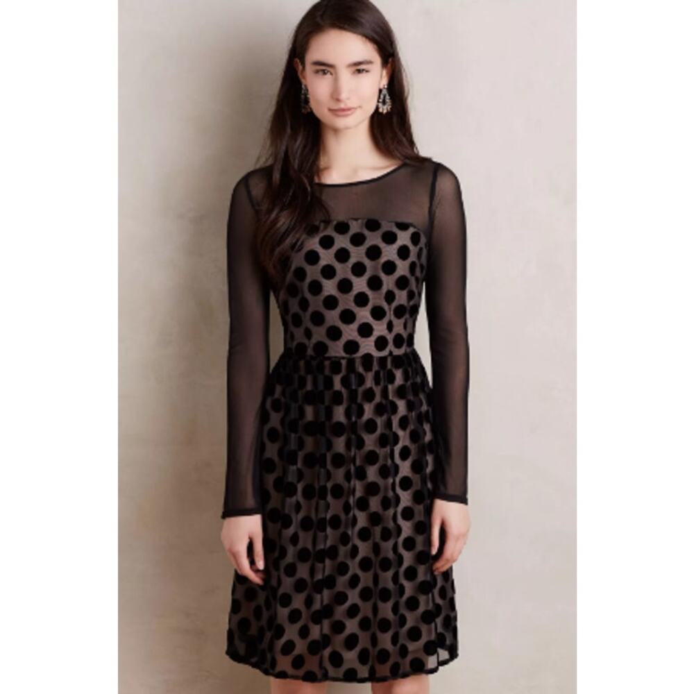NWT Anthropologie Sunday In Brooklyn Dottie Dress Women's Sz 2 Velvet Polka Dots